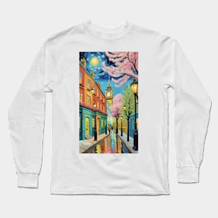 Starry London Nights: Van Gogh Inspired Big Ben Illumination Long Sleeve T-Shirt